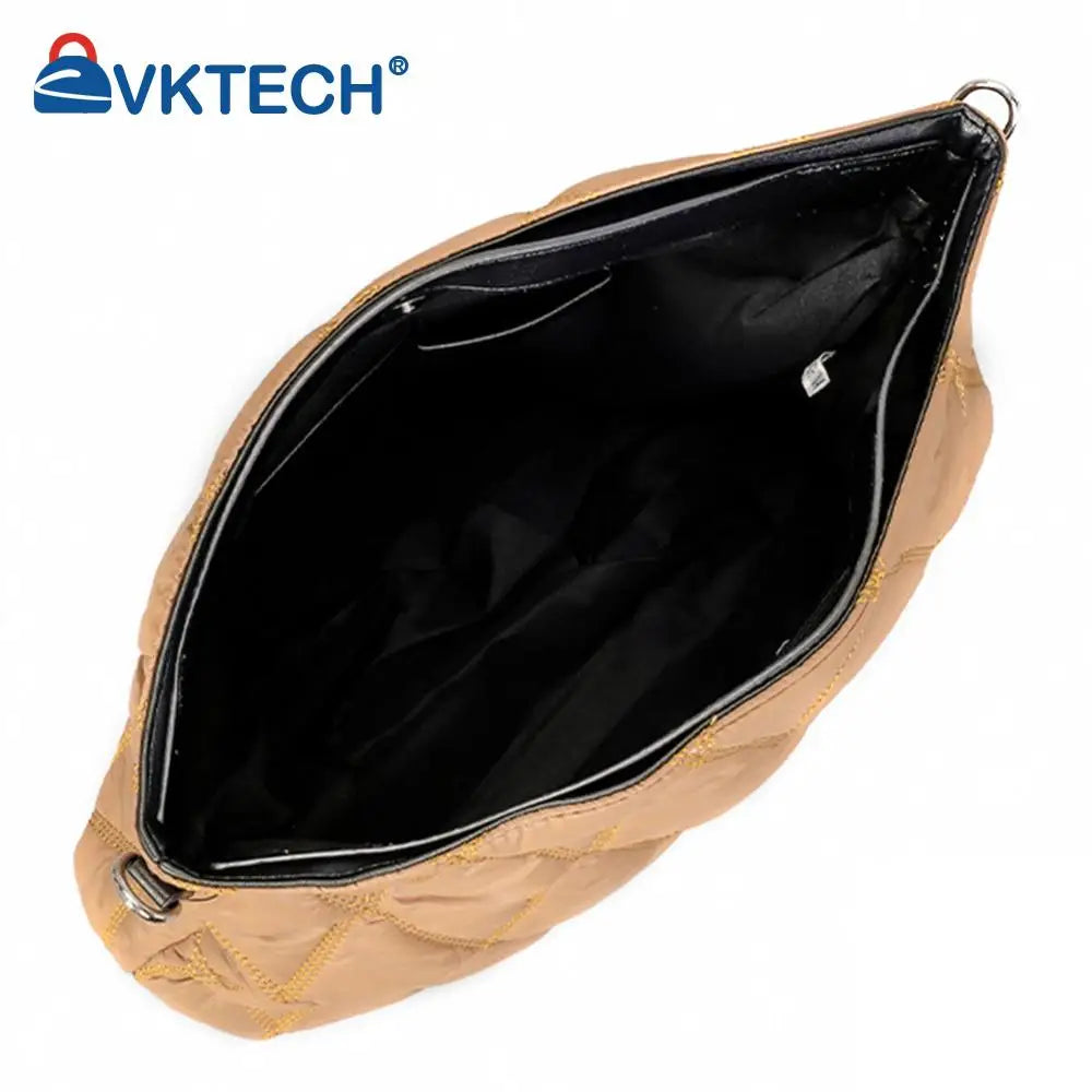 Rhombic Lattice Cotton-Padded Bag Elegant Autumn Winter Down Jackets Bag Simple Fashion Warm Nylon Portable for Party Shopping
