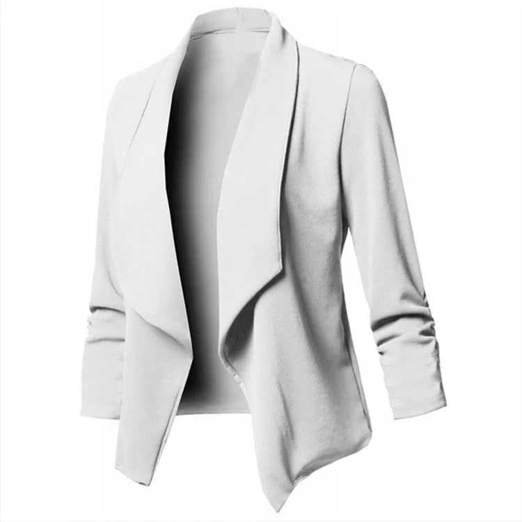 Oversized Women's Blazer S-5XL Notched Long Sleeve Pleated Slim Fit Business Workwear Cardigan Coats