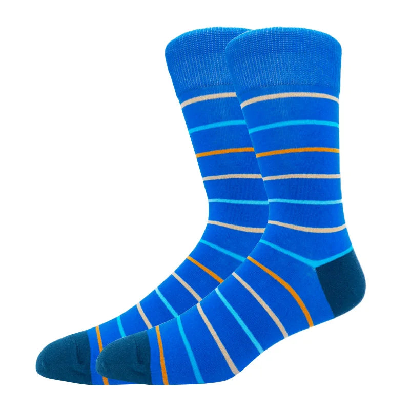 New Men's stockings Casual Gentleman Color fashion color striped Funny Party Dress autumn and winter cotton Socks