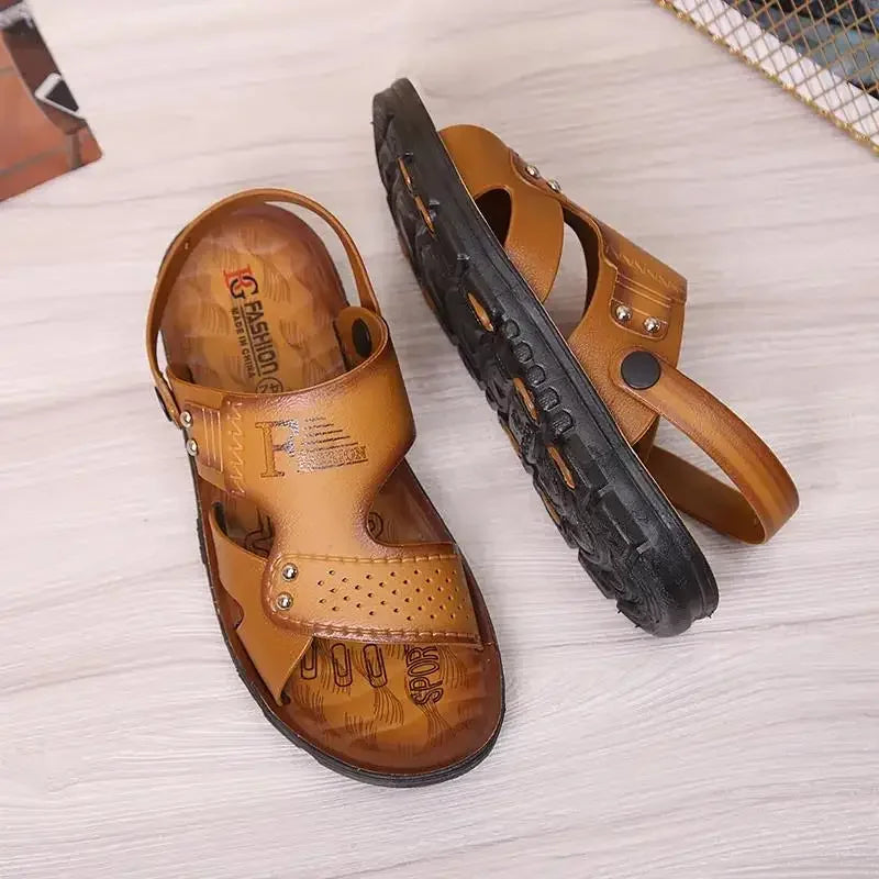 Men's Sandals Summer Peep-toe Youth Beach Shoes Dual-use Slippers Plastic Men Sandals Anti Slip Vietnamese Rubber Sandals