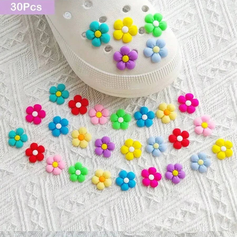Colorful Flowers Shoe Charms for Crocs 10/20/30Pcs Set Premium PVC Decorations Popular Accessory Great Gift Idea