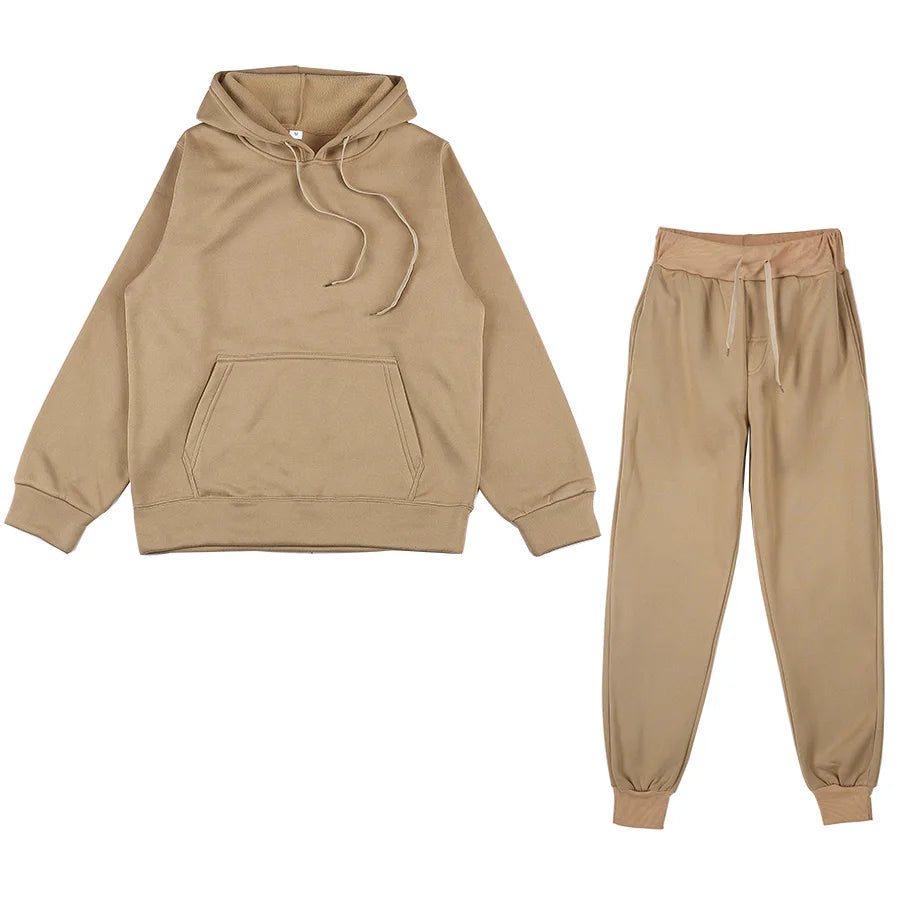 Spring autumn 2 Piece Set Women Casual Round Neck Long Sleeve Hoodies High Waist sweatpants Tracksuit Women workout sportswear