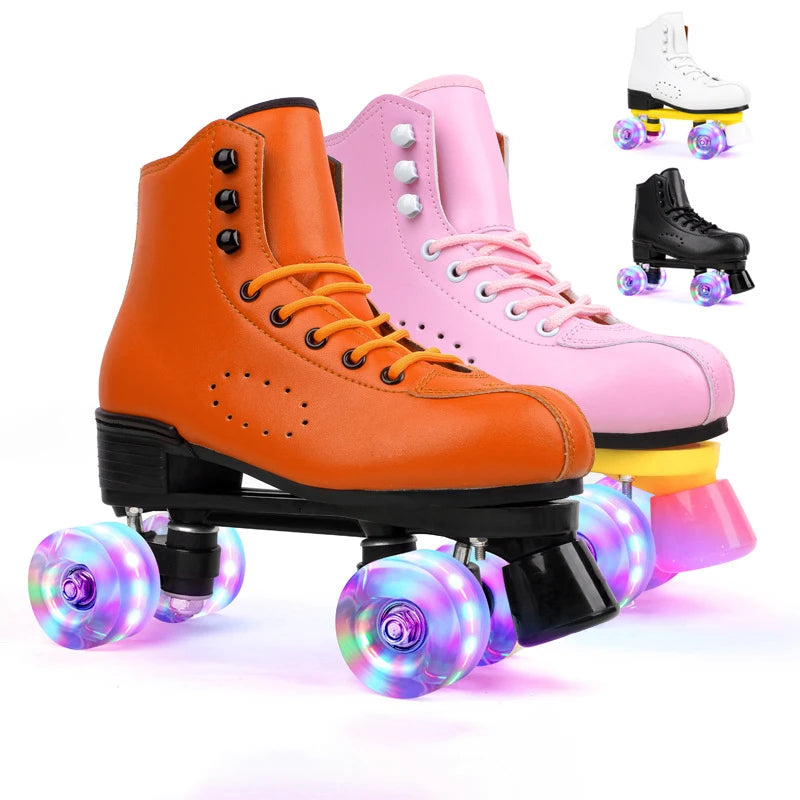 Roller Skates for Women or Men with Height Adjustable Rubber Stoppers Retro Quad Roller Skates for Outdoor and Indoor