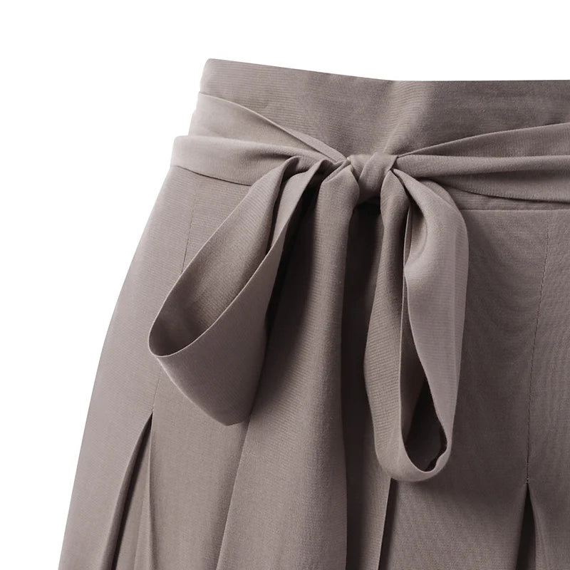 Elegant High Waist Solid Work Trousers ZANZEA Fashion Summer Women Loose Wide Leg Pants Palazzo Oversized Bow Tie Long Pantalon