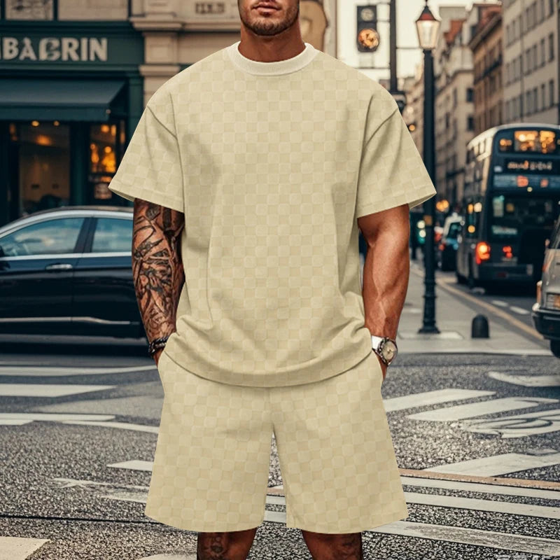 New Style Fashion For Man Summer 3D Print Short Sleeve T-shirt Fashion Sports Set Breathable T-shirt Shorts Sports Two-piece Set