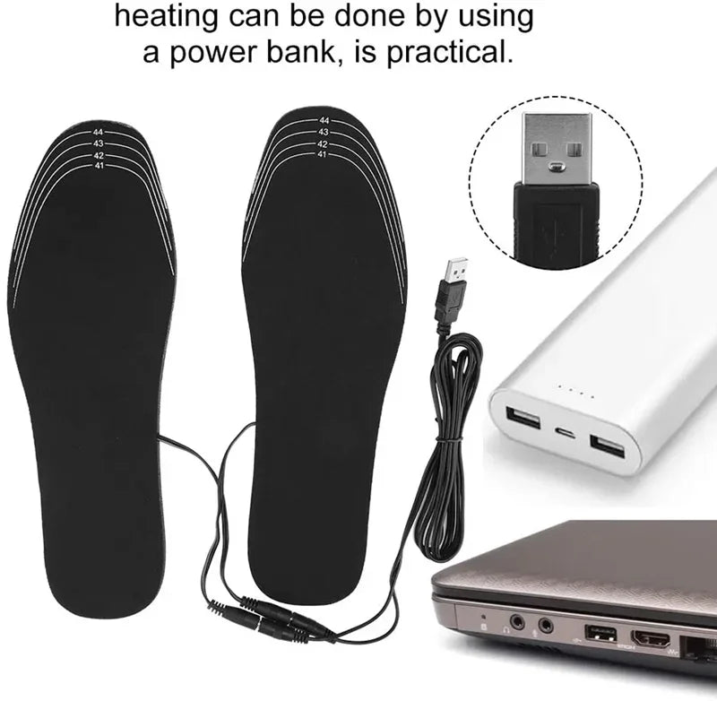 1Pair USB Heating Shoes Insole Quality Winter Warm Insoles for Feet Men Women Electrically Heated Shoe Sole Non Slip Shoe Pads