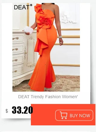 DEAT Fashion New Women's Bows Sleeveless Evening Party Dress Spring Trendy Off-shoulder Wrap Hip Dresses Female