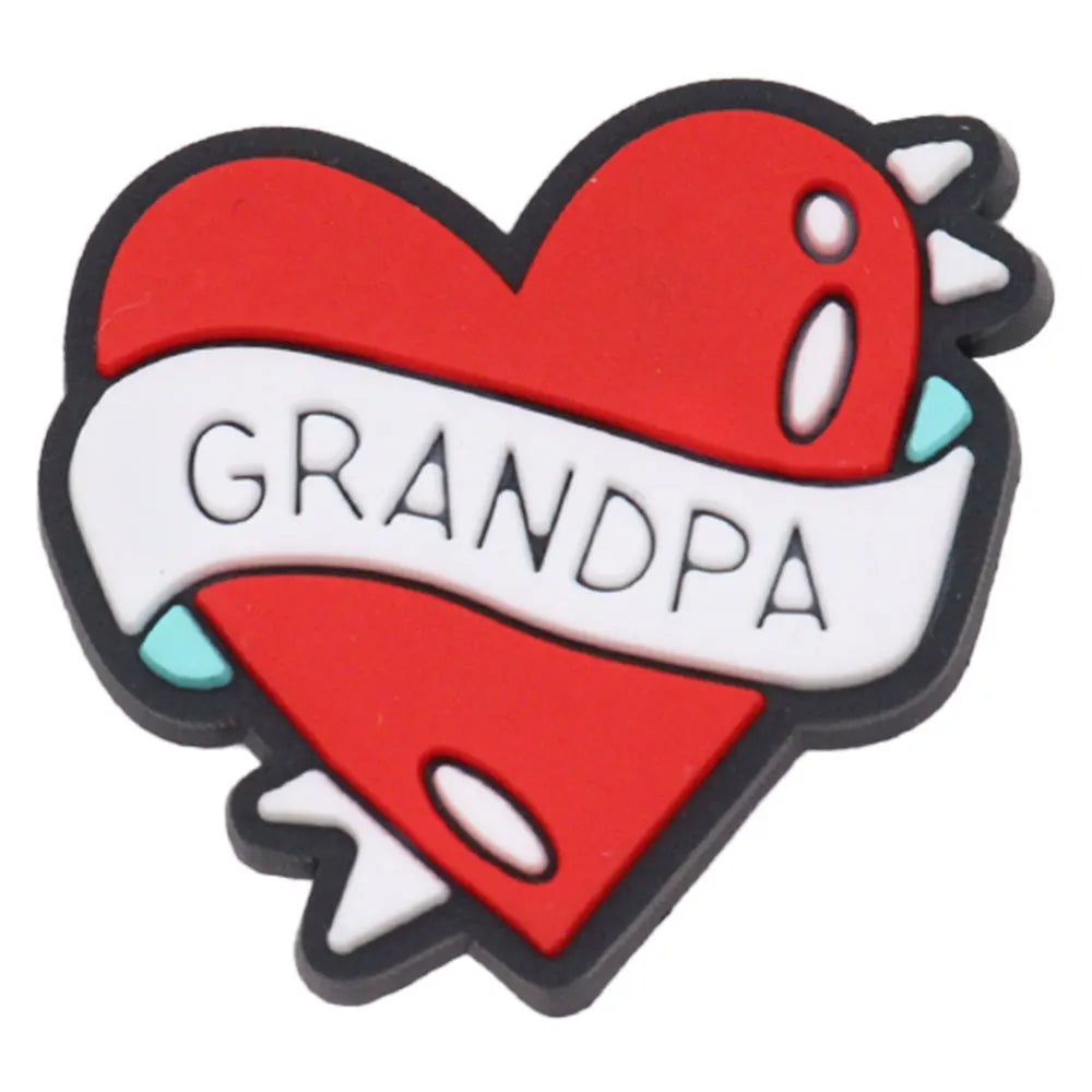 1PCS 'I Love Dad' PVC Shoe Button Charm for Father's Day Papa Sandals Decorations DIY Sweet Holiday Gift Idea