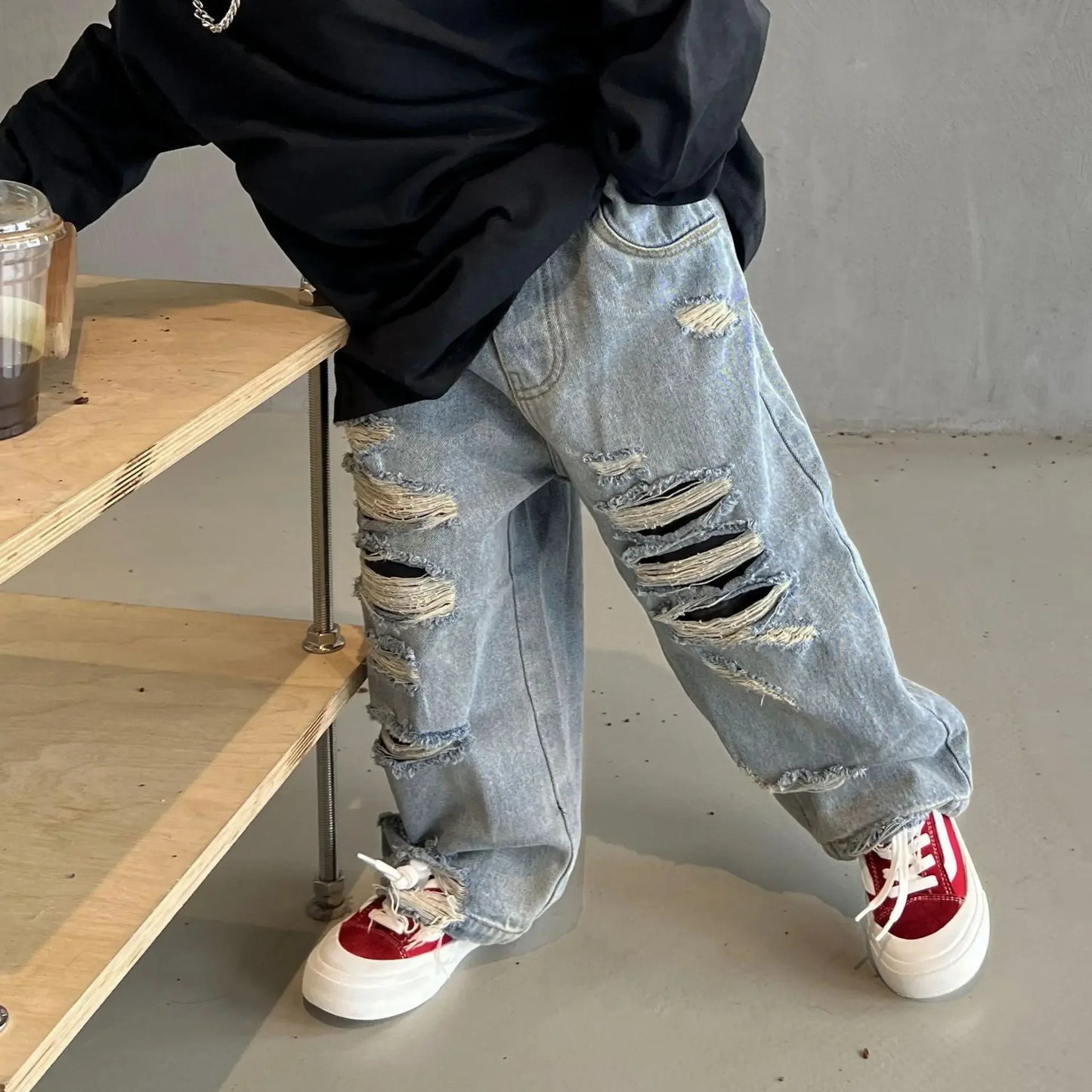 Spring Autumn Kids Baby Boys Cowboy Children's Clothing Jeans Casual Kids Baby Boys Ripped Children Jeans