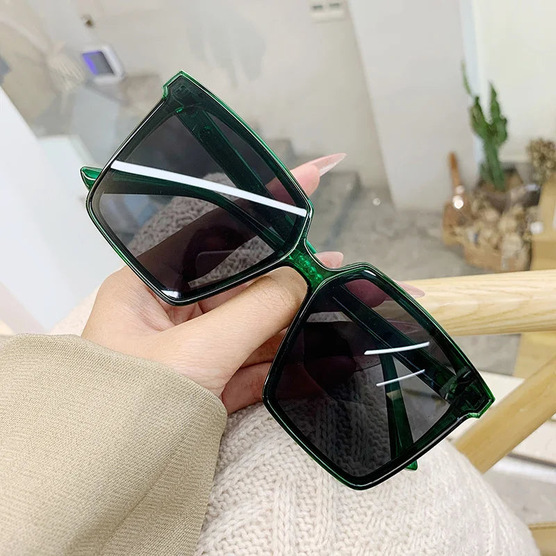 Rectangle Oversized Sunglasses Women Men Brand Designer Transparent Glasses Gradient Sun Glasses Big Frame UV400 Eyewear