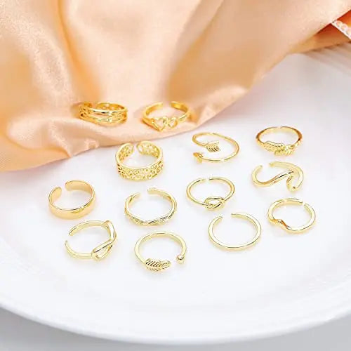 Adjustable Toe Rings for Women Summer Beach Open Toe Rings Set Flower Arrow Tail Pinky Band Rings Barefoot Foot Jewelry