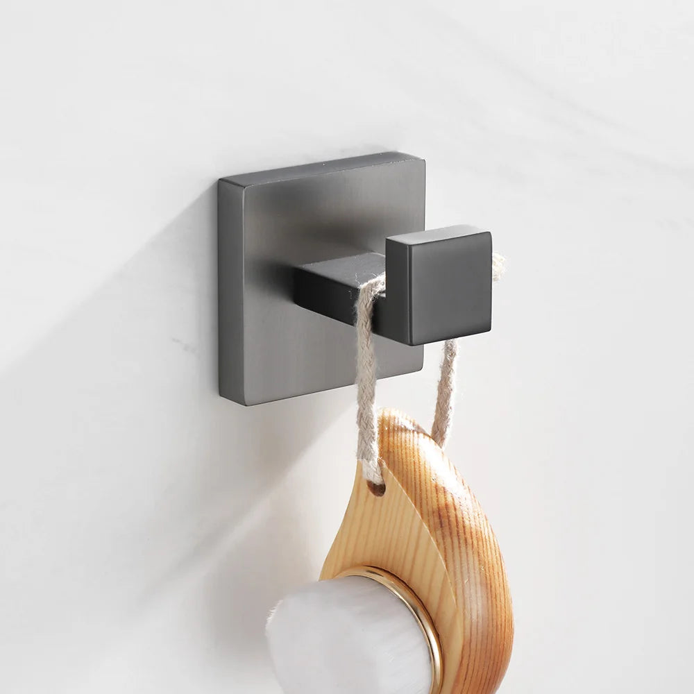 Brushed Grey Bathroom Accessorie Stainless Steel Gun Metal Towel Rack Toilet Paper Holder Robe Hook Towel Bar Toilet Hardware