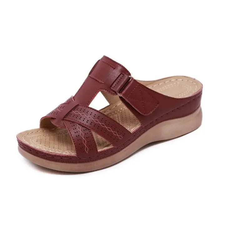 Summer Women Wedge Sandals Premium Orthopedic Open Toe Sandals Anti-Slip Leather Casual Female Platform Shoes
