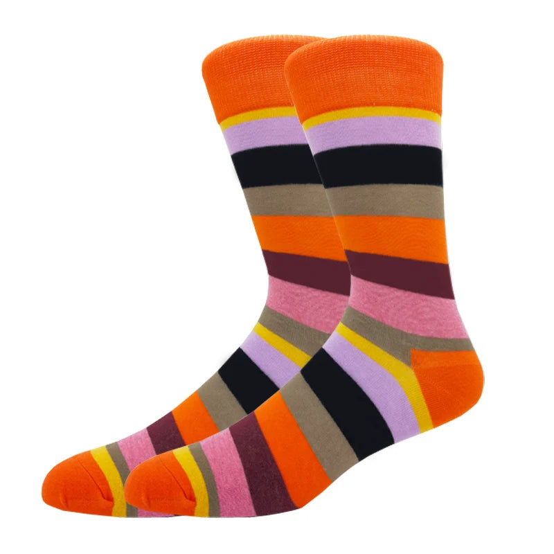New Men's stockings Casual Gentleman Color fashion color striped Funny Party Dress autumn and winter cotton Socks