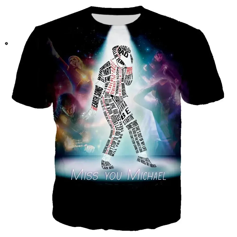 Michael Jackson Printed 3D T-shirt Unisex Summer Casual Streetwear Hip Hop Short Sleeve Fashion Harajuku Oversized Tops Tees