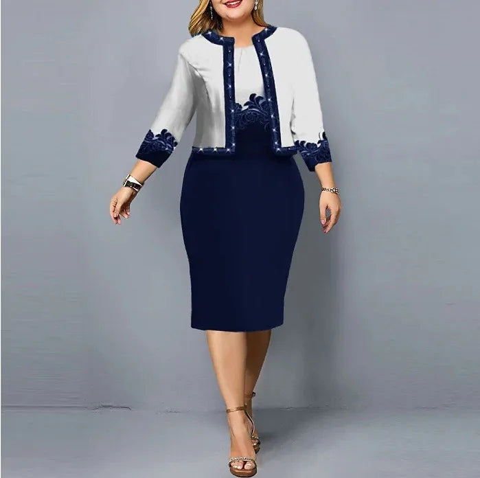 Spring Summer Ladies Suits Women Round Neck Sleeveless Printing Hip Wrap Skirt and High Street Casual Three Quarter Cardigan