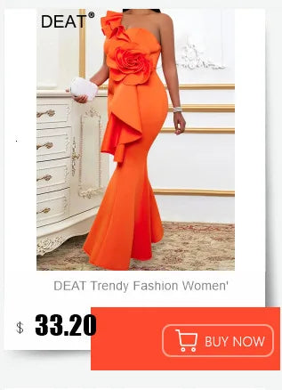 DEAT Fashion New Women's Bows Sleeveless Evening Party Dress Spring Trendy Off-shoulder Wrap Hip Dresses Female