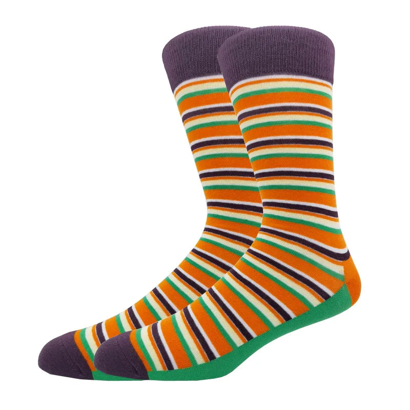 New Men's stockings Casual Gentleman Color fashion color striped Funny Party Dress autumn and winter cotton Socks