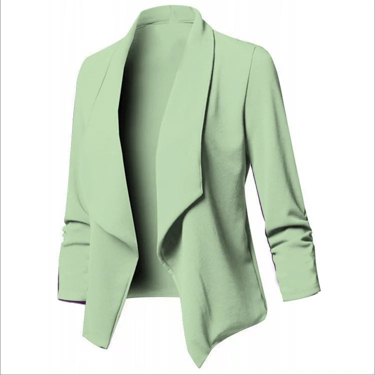 Oversized Women's Blazer S-5XL Notched Long Sleeve Pleated Slim Fit Business Workwear Cardigan Coats
