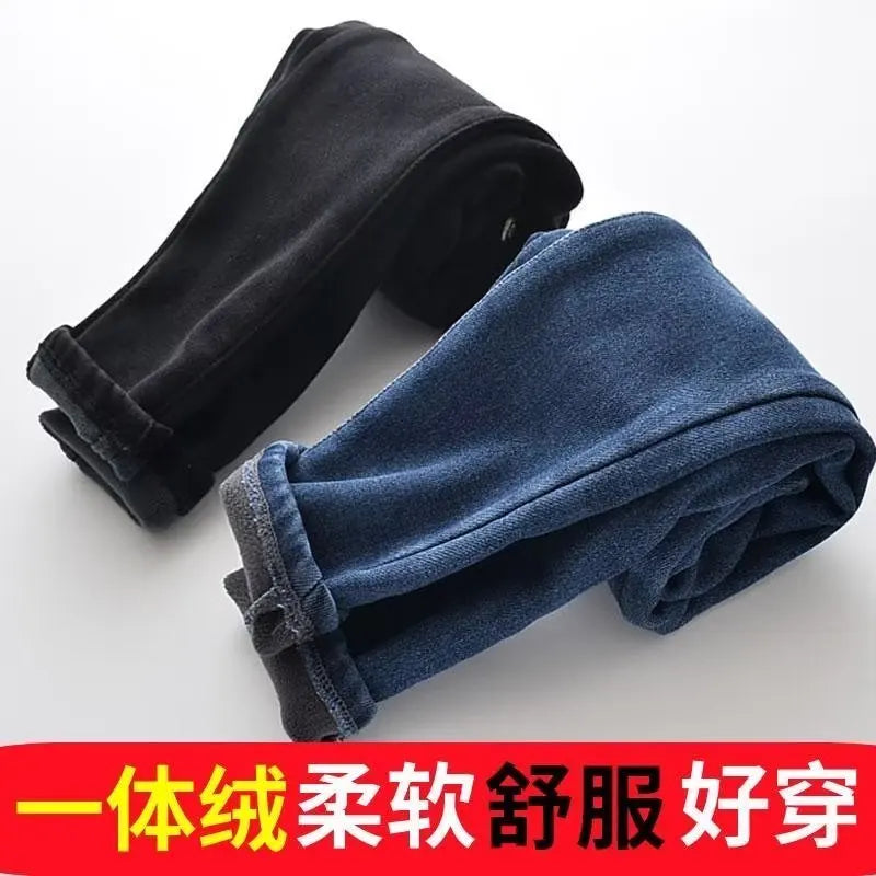 Velvet Winter Warm Pants Jeans for Girls Boys Fall Trousers Outerwear Clothes Teenagers Kids Children's Clothing Boy Jeans