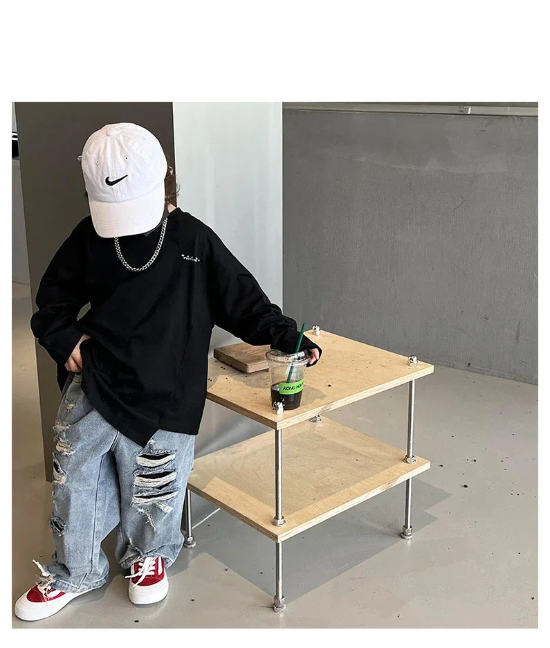 Spring Autumn Kids Baby Boys Cowboy Children's Clothing Jeans Casual Kids Baby Boys Ripped Children Jeans