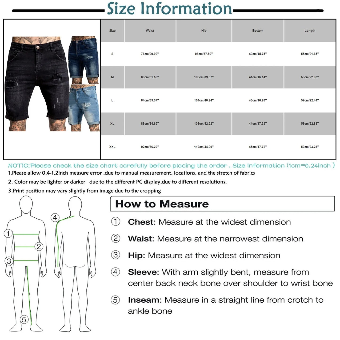 New Spring Summer Men's Denim Shorts Men's Clothing Beach Ripped Jeans Denim Cotton Short Casual Men Shorts