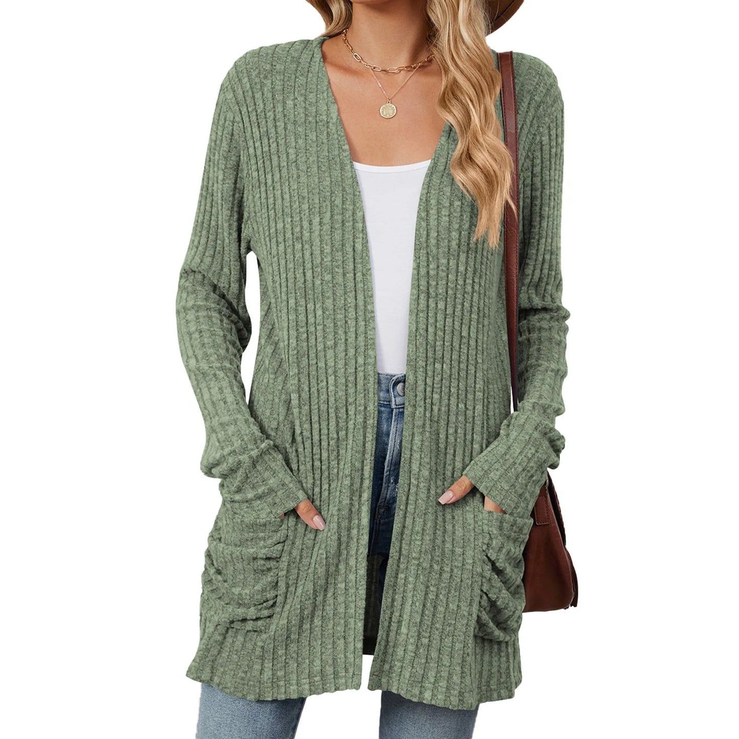Lightweight 3/4 Sleeve Black Sweater Cardigan For Women Crochet Oversize Casual Cardigan Kimonos Boho Solid Chaquetas De Mujer