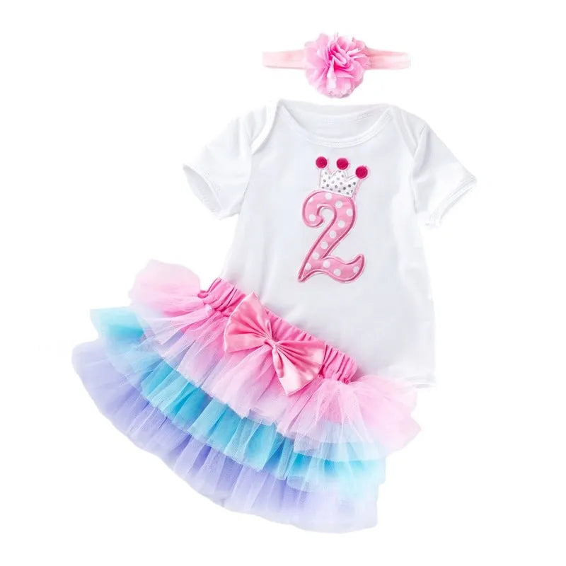 Baby Girls Princess Dress 2nd Birthday Party Dress 2 Year Old Newborn Christening Gown Toddler Kid Christmas Clothing