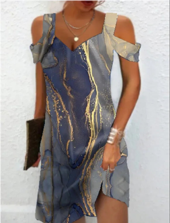 Fashion Party Dress For Women Summer Elegant Floral Printed Vintage Dress Casual Lady A-Line Dress
