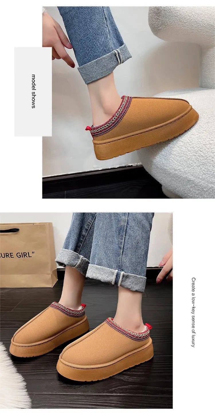 Women's Wool Slippers Warm Platform Wool Slipperswomen Slippers Women Sheepskin Slippers Women Shoes 2024