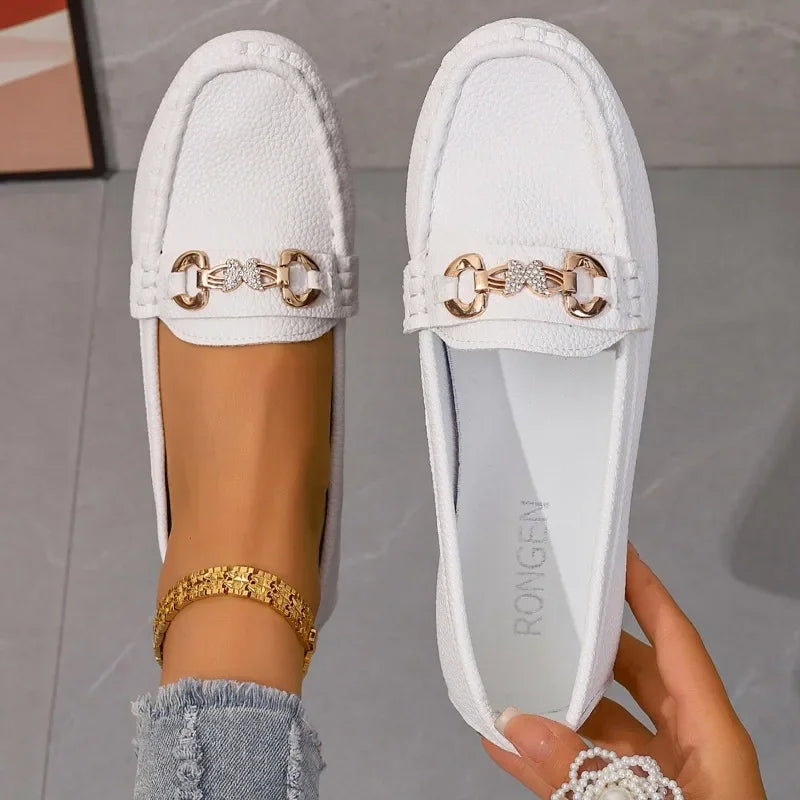Women's Casual Slip-On Mary Jane Flat Loafers round Toe Soft Sole Spring Autumn Fashion Solid Color Flat Platform Shoes