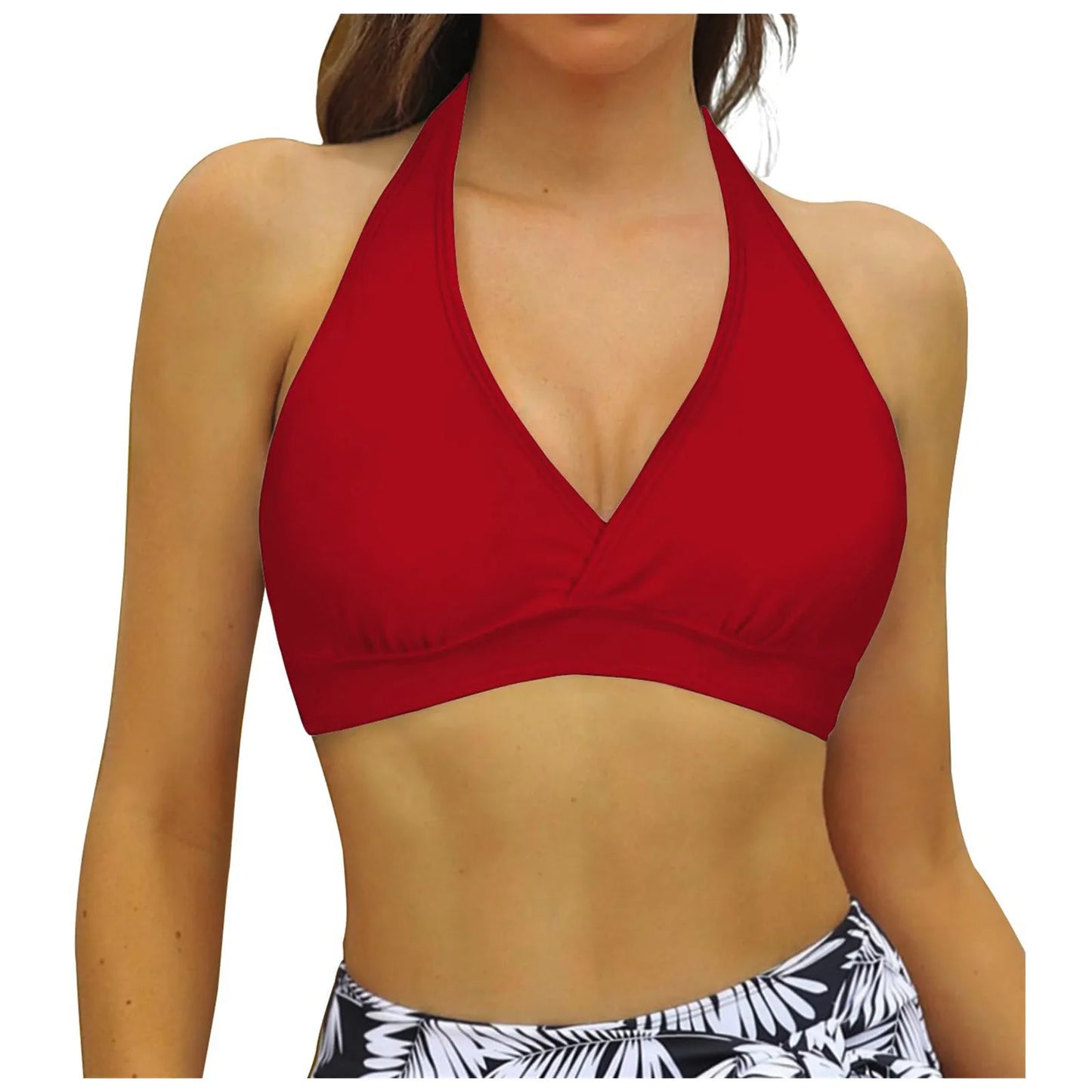 Lace Up Halter Tops Full Coverage Bikini for Women and Teen Girls Eye Catching Push Up Swim Bathing Suits
