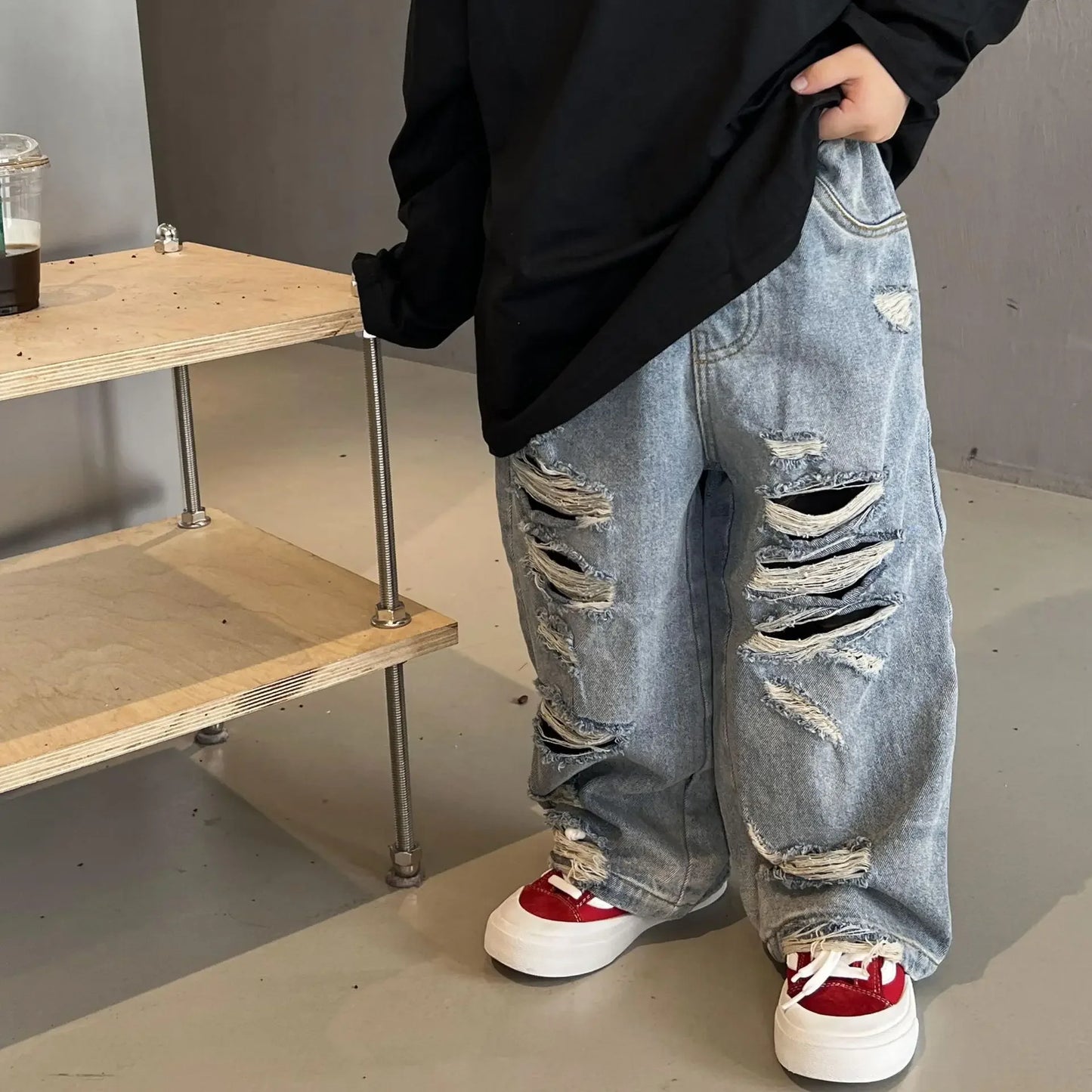 Spring Autumn Kids Baby Boys Cowboy Children's Clothing Jeans Casual Kids Baby Boys Ripped Children Jeans