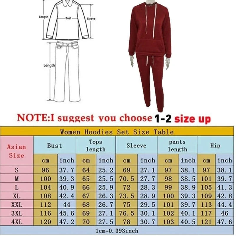 Women's Hoodie suit sportswear Pullover oversize sportswear jogging sportswear Long Sleeve Track Suit Plus Size S-4XL