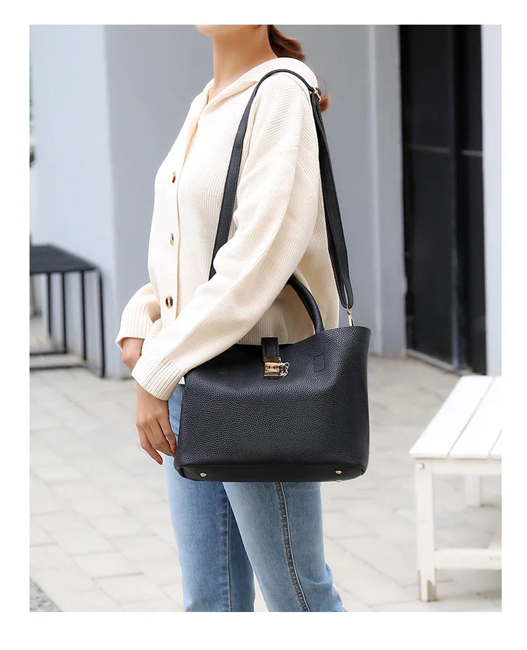 Woman shoulder bag Large capacity Handbag for Women Crossbody bag Lychee pattern Portable bucket bag ladies messenger bags