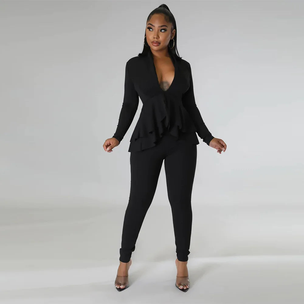Pants sets suits for women office outfits women suits lady set pants long sleeve two piece outfit clothes for woman