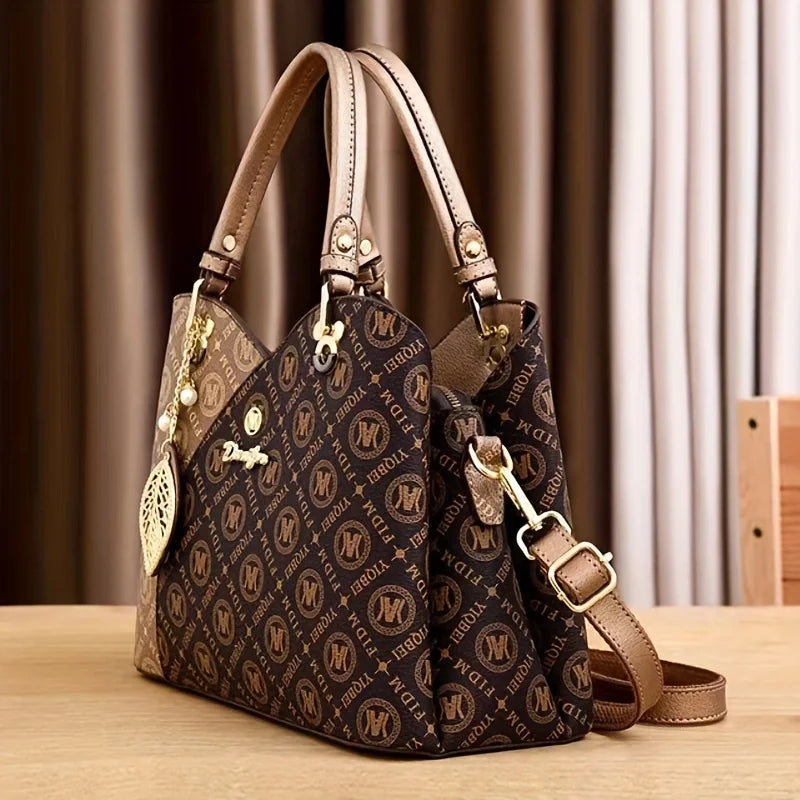 Elegant Faux Leather Tote Bag Set 3pcs Classic Large Capacity Ivory White with Magnetic Clos Casual Handbag