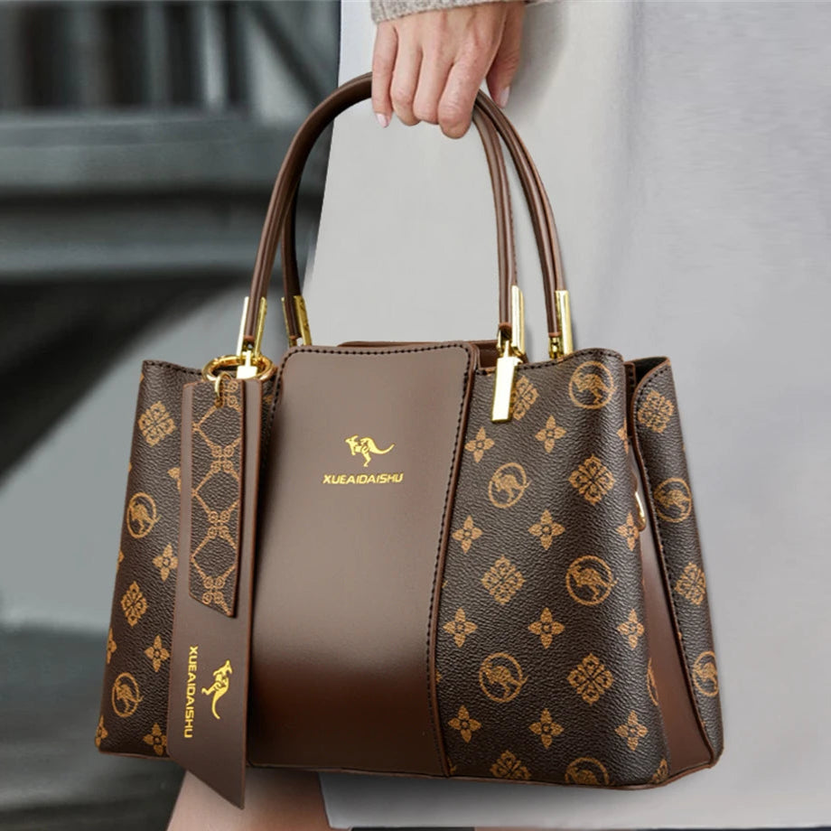 Luxury Handbag Fashion Print Large Capacity Soft Leather Women Shoulder Crossbody Bag Leisure Designer Ladies Purses and Handbag