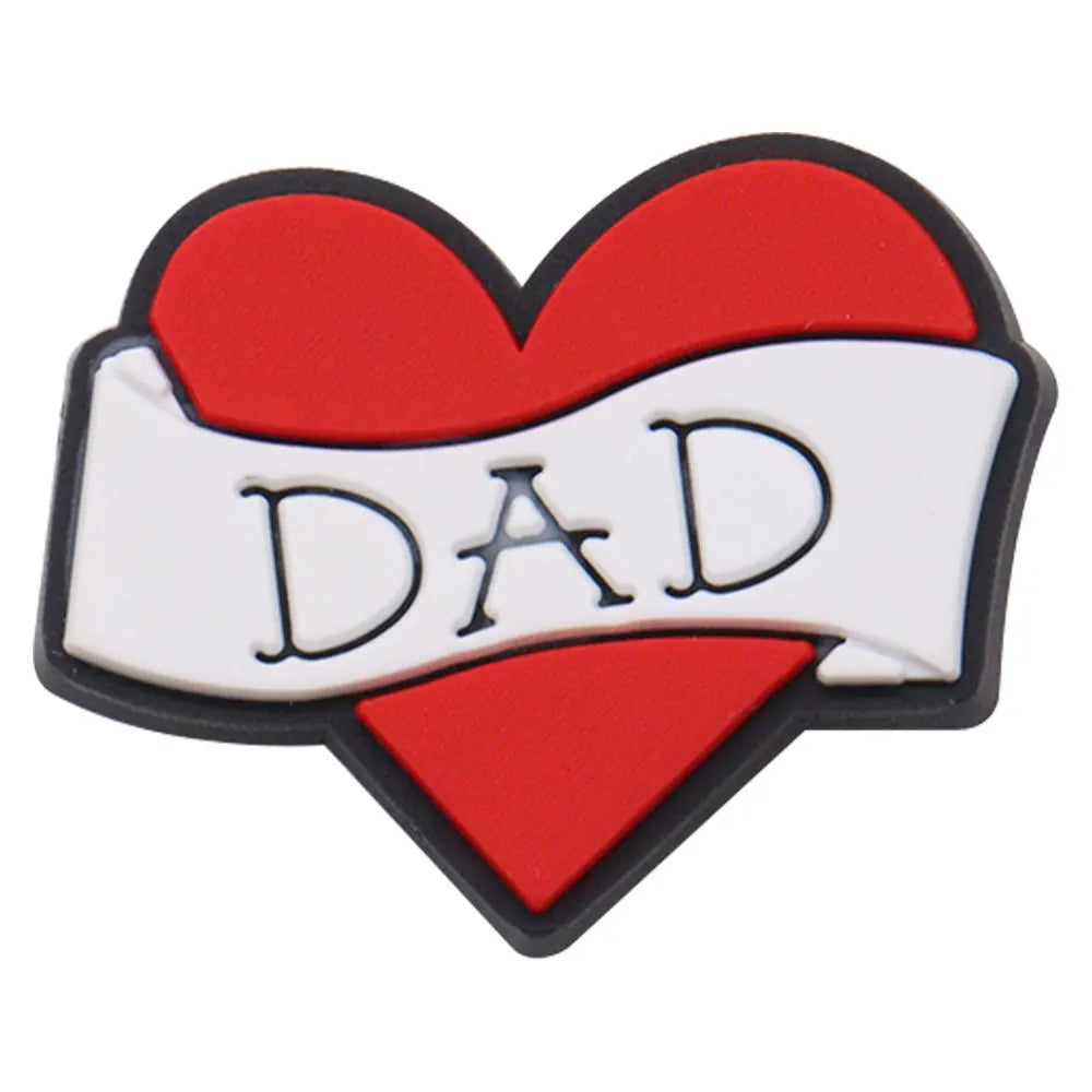 1PCS 'I Love Dad' PVC Shoe Button Charm for Father's Day Papa Sandals Decorations DIY Sweet Holiday Gift Idea