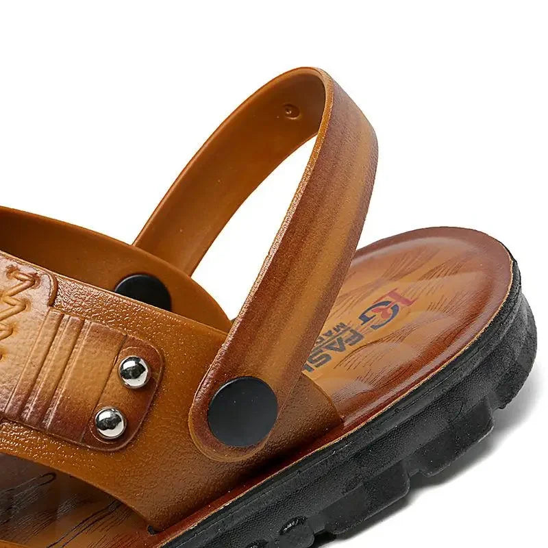 Men's Sandals Summer Peep-toe Youth Beach Shoes Dual-use Slippers Plastic Men Sandals Anti Slip Vietnamese Rubber Sandals