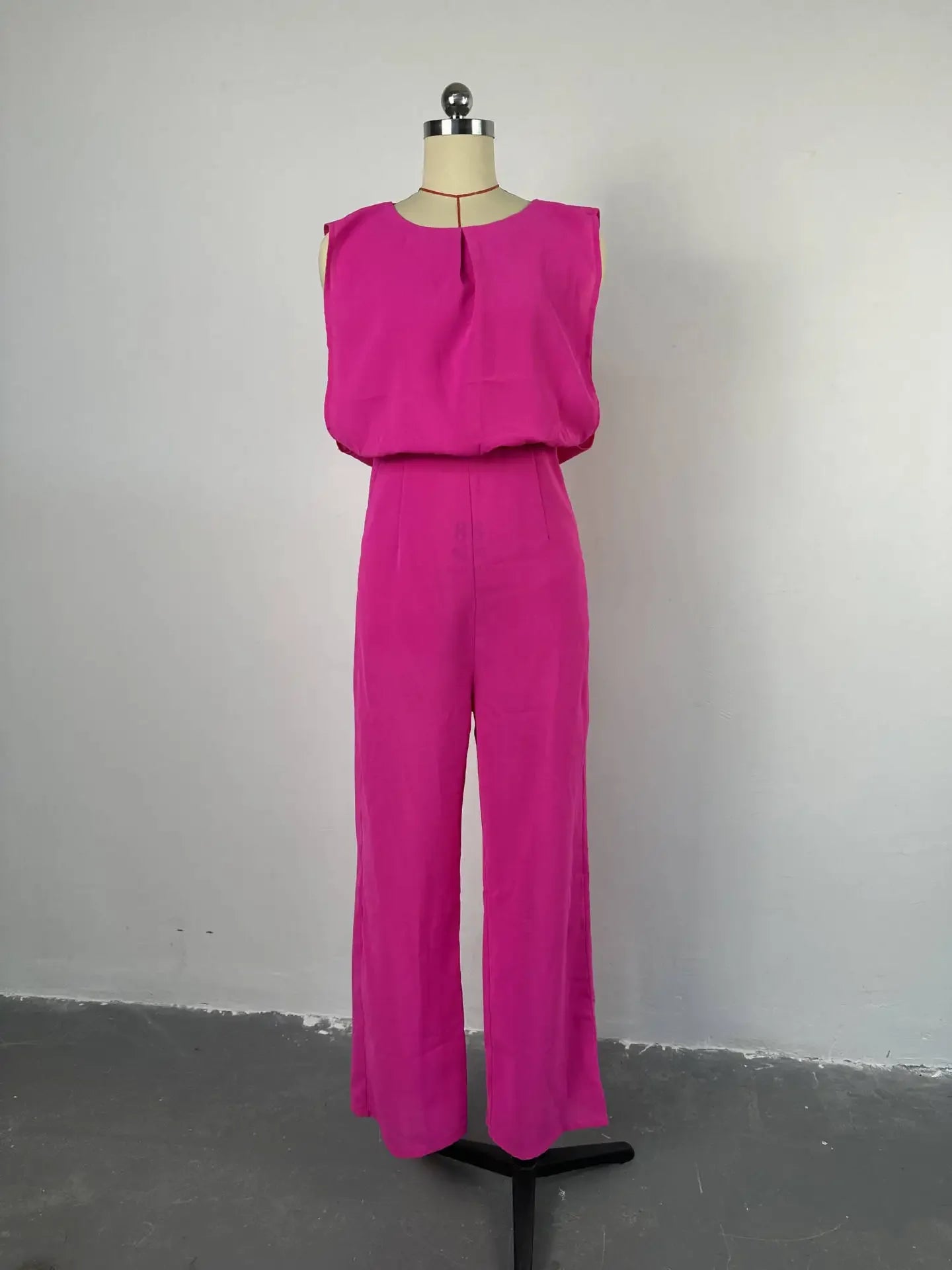 Women's Clothing Backless Sleeveless Jumpsuits Pants Overall Loose Wide Leg High Waist Full Length Pants