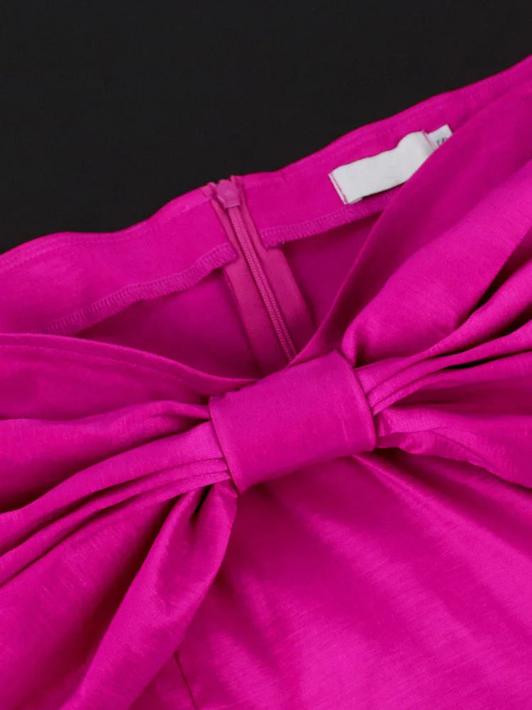 DEAT Fashion New Women's Bows Sleeveless Evening Party Dress Spring Trendy Off-shoulder Wrap Hip Dresses Female
