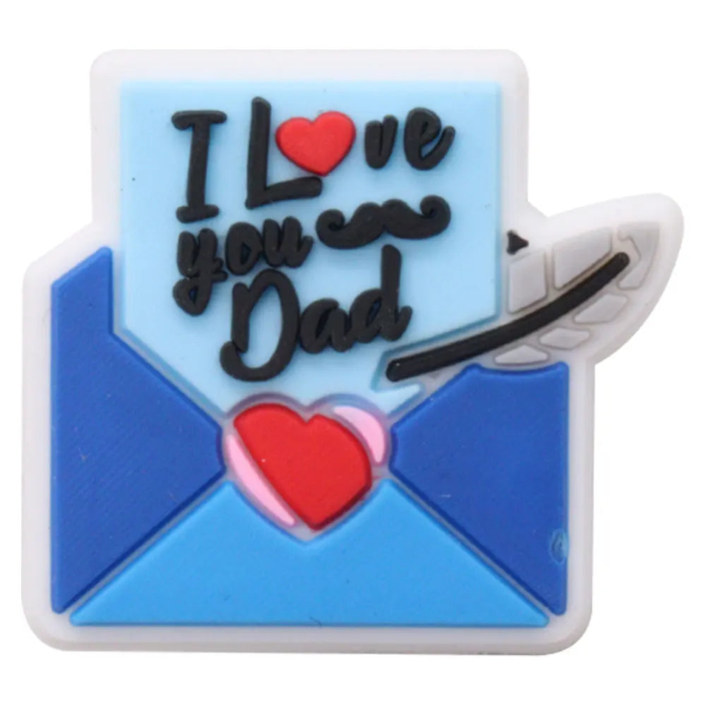 1PCS 'I Love Dad' PVC Shoe Button Charm for Father's Day Papa Sandals Decorations DIY Sweet Holiday Gift Idea