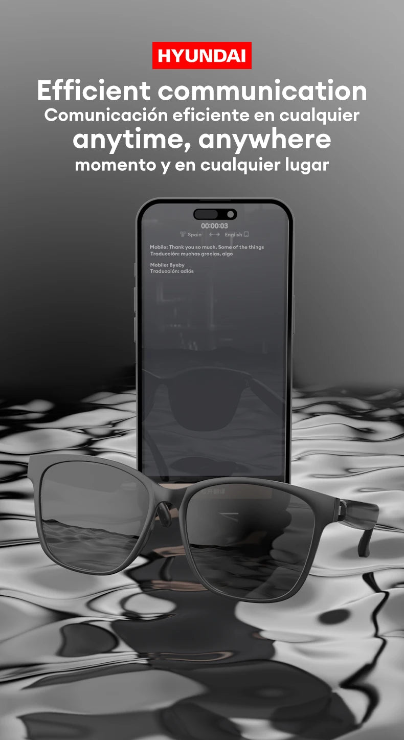 Choice HYUNDAI HY-C8 AI Glasses Earphones With Camera Automatic voice translation Smart glasses Multi-function keys For Sports