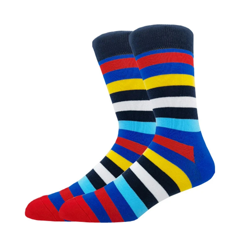 New Men's stockings Casual Gentleman Color fashion color striped Funny Party Dress autumn and winter cotton Socks