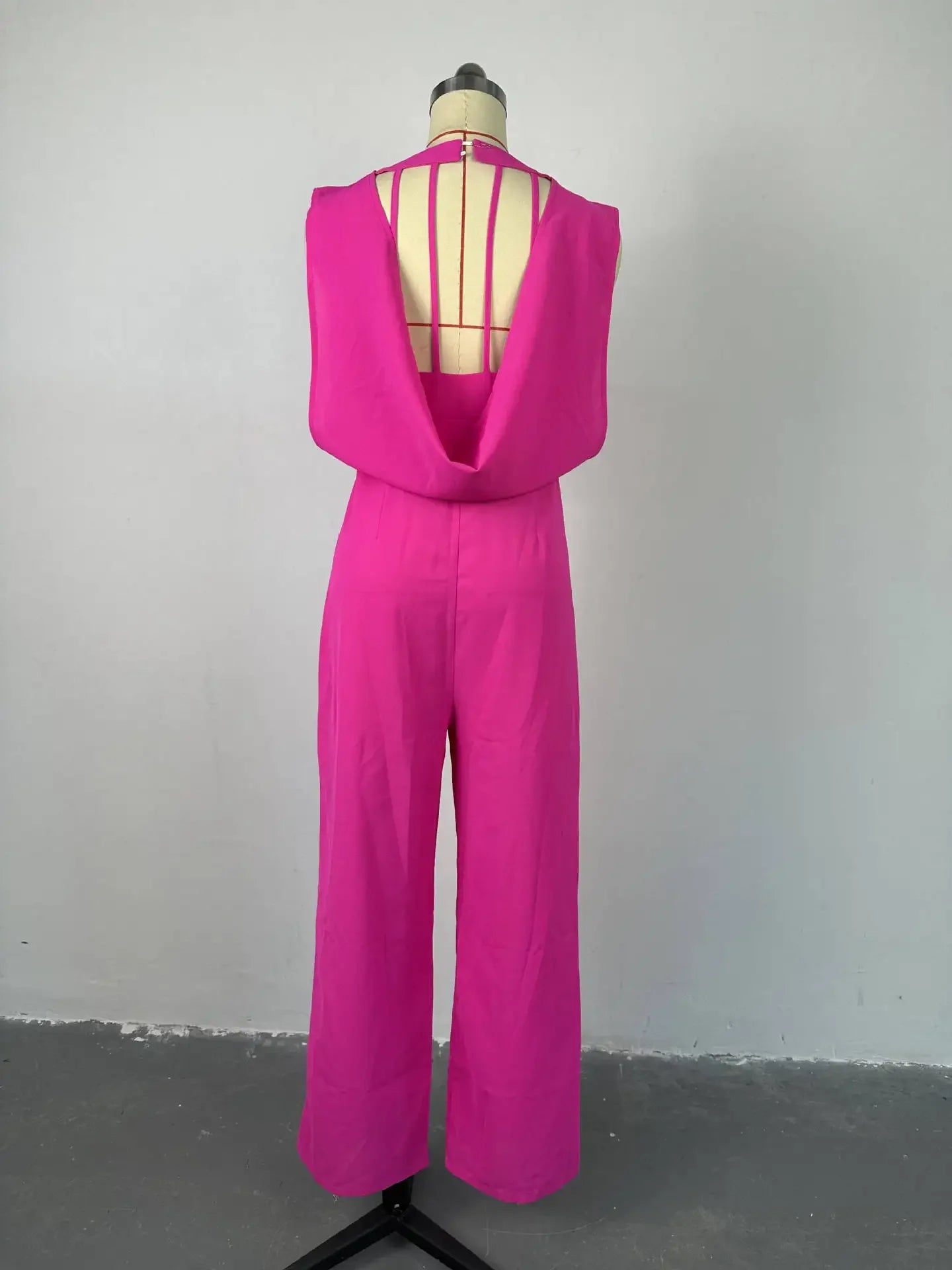 Women's Clothing Backless Sleeveless Jumpsuits Pants Overall Loose Wide Leg High Waist Full Length Pants