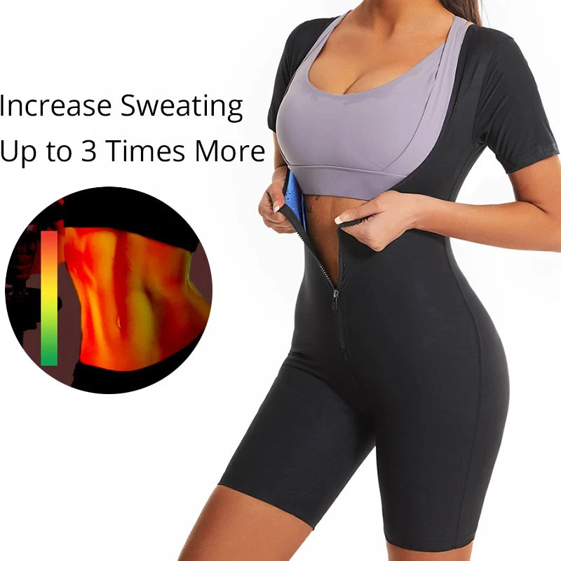 YBFDO Women's High Compression Bodysuit Shapewear for Fitness Sauna Sweat Suit Belly Slimming Sheath Weight Loss Body Shaper