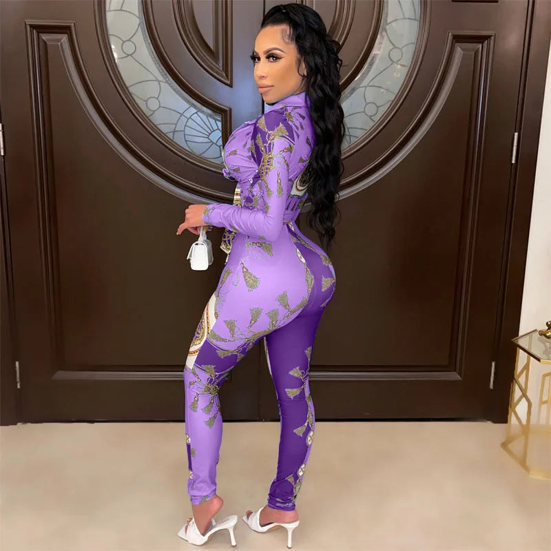 Sexy Print Two Pieces Pants Set Women Long Sleeve Navel Tie Cropped Button Shirt and Skinny Pants Matching Clubwear Outfits