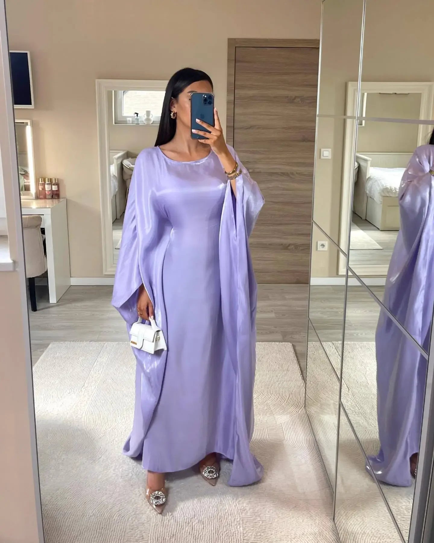 20 Colors Shiny Butterfly Abaya Inside Belt Muslim Party Dress Summer Abayas Women Dubai Luxury Turkey Islam Outfit Kaftan Robe