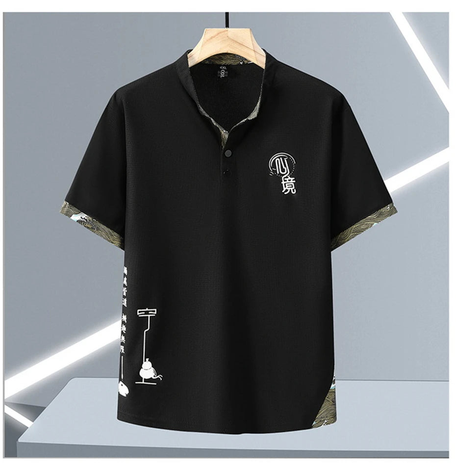 Tracksuits Plus Size 12XL Men's Sets Fashion Casual Chinese Traditional Style T-shirts Pants Suits Male Sets Big Size